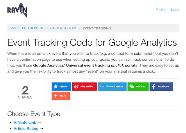 event tracking code for google analytics