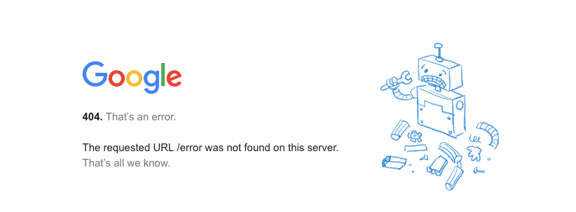 google error 404 not found